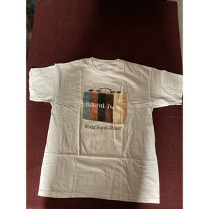 Round Two World Travel Division Men T Shirt Size Large  White